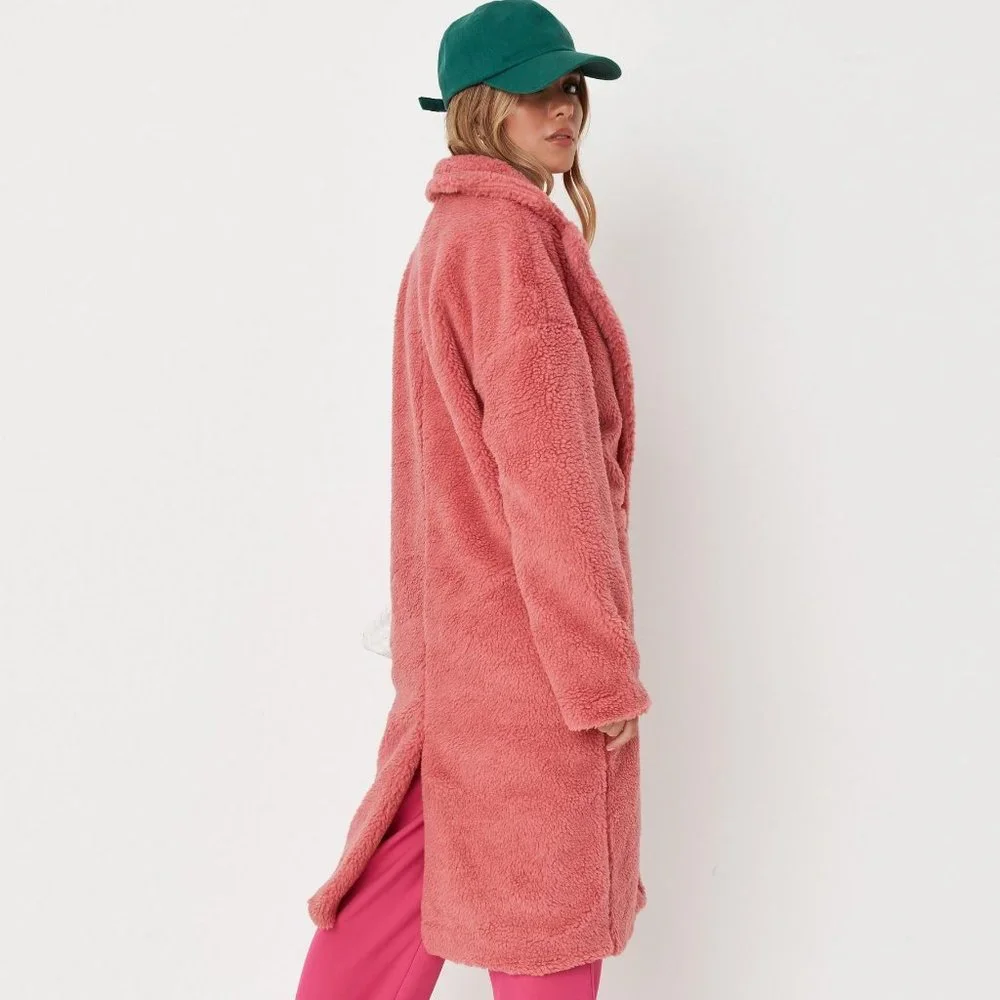 Missguided Rose Borg Teddy Patch Pocket Coat - Picture 2 of 6